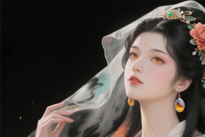 古风姑娘头纱唯美 3440x1440带鱼屏动漫壁纸