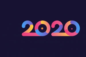 2020年新年快乐创意数字5k壁纸5120x2880