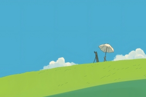简约风景 蓝天白云绿草地 3000x2000壁纸高清全屏