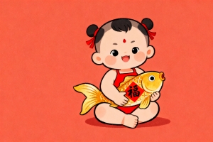 2026小男孩 抱着金鱼 福 年年有鱼4k壁纸