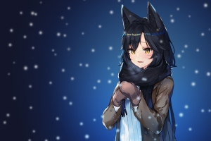 雪天的女孩4K动漫壁纸