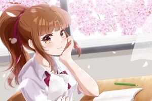 女孩 女学生 笔记 动漫 艺术 4k壁纸 3840x2160