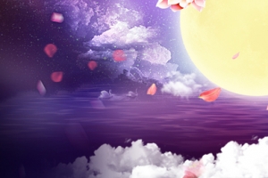 七夕传统复古情人节紫色背景