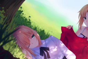 阿尔托利亚和莫雷德 fate的吾王和她女儿3440x1440壁纸