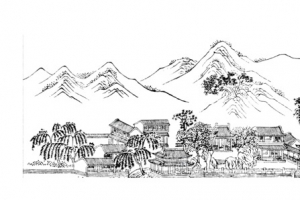 中国风山水房屋