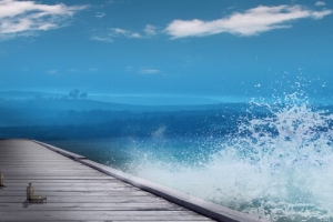 蓝天大海汹涌波涛