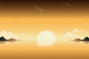 日暮，太阳坠下了地平线