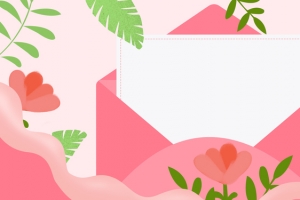 感恩教师节粉色鲜花信封banner