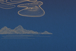 复古中国风简约线条扁平蓝色banner