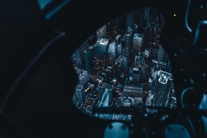 鸟瞰图 夜城 英尺 评论 纽约 美国 4k壁纸 3840x2160