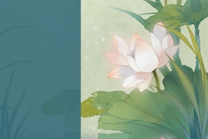 扁平化插画风格荷塘月色海报