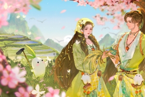 天涯明月刀 春天 鲜花 情侣 浪漫 4K壁纸 3841x2160