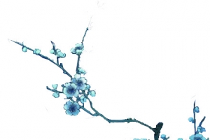 水墨梅花蓝色梅花
