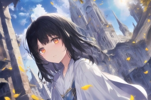 女孩 眼睛 花瓣 和服 动漫 4k壁纸 3840x2160