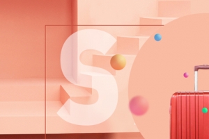 行李箱促销季几何橙色banner