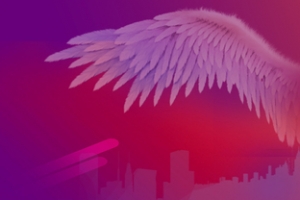 彩色渐变天使翅膀背景banner