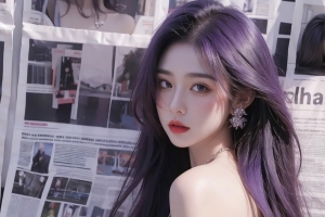 报纸墙美女回眸一笑平板壁纸