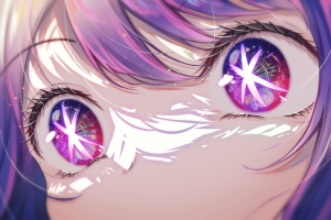 《星野爱》紫色的头发 紫色眼睛 脸 4k壁纸