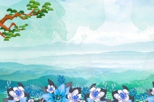清明节手绘绿色水彩banner海报