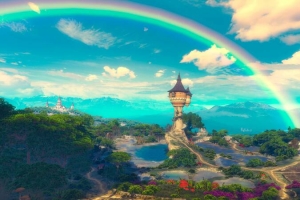 彩虹 背景  天空  素材
