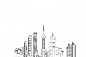 手绘上海城市建筑线条高清PNG免扣设计素材免费下载