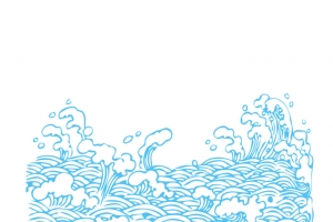 矢量手绘创意大海波浪
