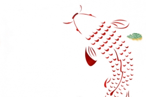 立体剪纸红色鲤鱼