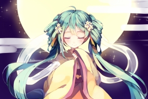 初音 初音未来VOCALOID 女神中秋明月手机壁纸