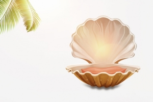 简约贝壳绿叶促销banner