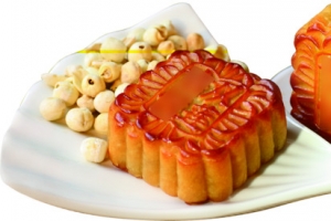 可口双莲月饼白底素材