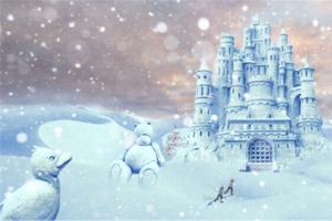 梦幻雪景迪士尼城堡背景