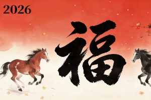 2026马年水墨风 福字4K壁纸