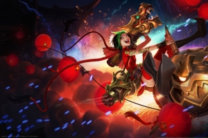 LOL暴走萝莉金克丝 神龙烈焰4k壁纸