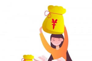 简约创意钱袋福袋女孩赚钱高清PNG透明免扣设计素材免费下载