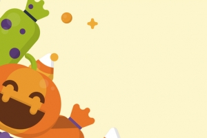 卡通万圣节简约黄色banner