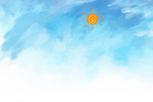 蓝天白云风景彩色手绘沙滩夏日海滩背景素材