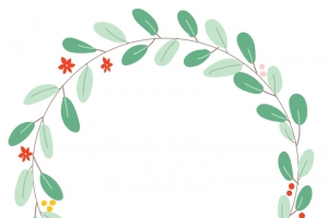创意清新绿叶环绕花边
