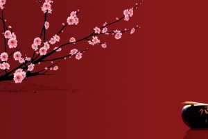 红色古风梅花背景