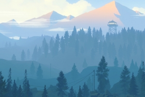 手绘远山森林背景