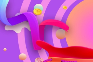 双11促销季几何紫色banner