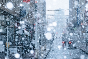 降雪 雪 街道 城市 冬季 4k壁纸 3840x2160