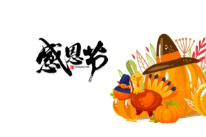 感恩节手绘火鸡南瓜元素