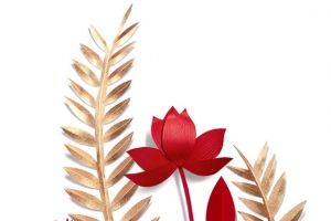 中国花草剪纸质感