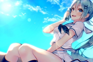 初音未来公主殿下 miku 蓝色天空 水手服 8k动漫壁纸