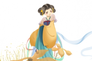 穿汉服的可爱小女孩