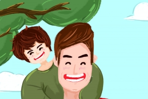 超人爸爸手绘背景图