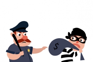 卡通手绘警察抓小偷