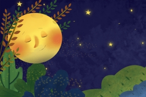 温馨月亮插画banner展板