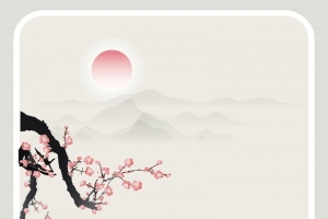 矢量传统古典古风山水梅花背景