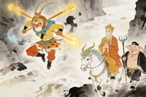 悟空师徒四人西天取经水墨风4K横屏高清壁纸3840x2160免费下载